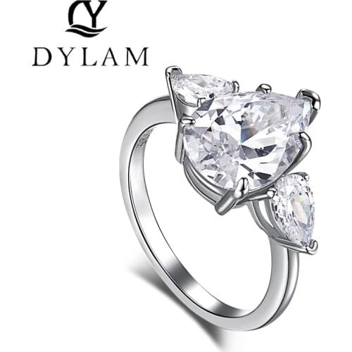 DYLAM Girlfriend Gift 925 Sterling Silver Cubic Zirconia Ring Letter LOVE Rings Women Girl Fashion Jewelry Simple Fashion Popula