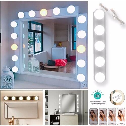 38# Makeup Vanity Cabinet Mirror Lights Make Up Light Super Bright 5 Led Bulbs Portable Cosmetic Mirror Light Battery Powered