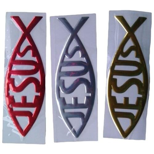 Jesus Fish 3D Car Sticker Soft PVC Chromed Emblem Badge Car Styling Decoration Waterproof Decal Christian Decal
