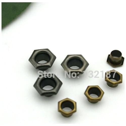 400sets/lot metal eyelets with washer hexagon / sexangle metal grommets for garments shoes free shipping JY-010