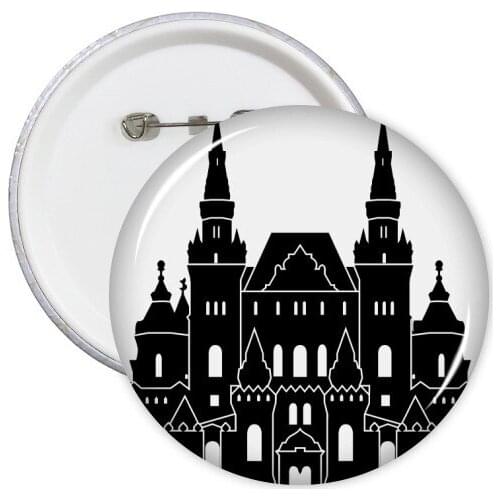 5pcs Russia Natural History Museum Silhouette Pattern Round Pin Badge Button Decorate Badges Clothing Patche Kid Gift Brooche