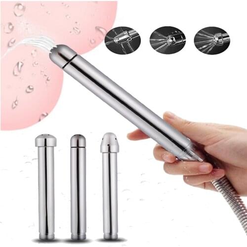 Anal Douche Shower Cleaning Enemator Enema Metal Anal Vaginal Cleaner Butt Plugs Tap With 3 Styles Head Adult Sex Toy For Couple
