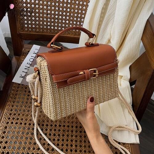 HISUELY 2021 Bohemian Straw Bags for Women Beach Handbags Summer Vintage Rattan Bag Handmade Kintted Woven Crossbody Bag Purse