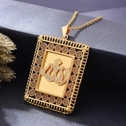 Big Islam Allah New women gold color necklaces pendant chain Giving girl Friend gifts Party wear Jewelry