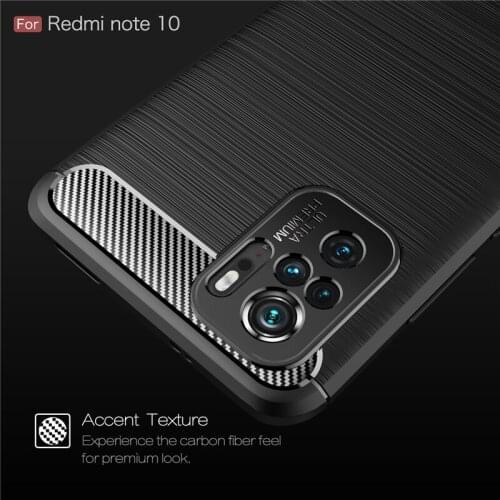 For Cover Xiaomi Redmi Note 10 Case Redmi Note 10 10S Shockproof Bumper Soft Carbon Fiber Phone Back Cover Redmi Note 10 S Case