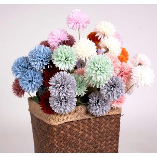 4 head Ball Chrysanthemum Artificial Silk Flower Home Display Wedding Decoration Flowers