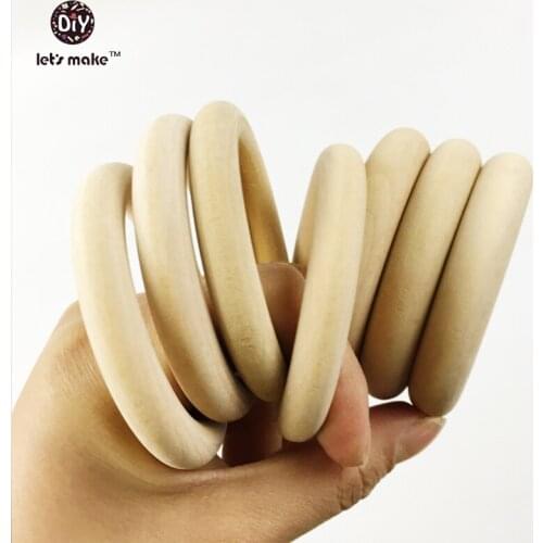 Lets make Wood teething ring unfinished safe eco baby teething ring teether toy infant rattle toys(2.75"H13)nursing bracelet