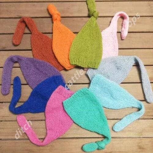 Long braid hat Handcraft Mohair fluffy crochet Bonnet, Hat, Beanie. Photography prop. Newborn ,Baby Photography Props