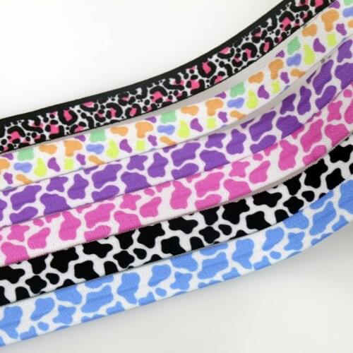 DUWES 5/8'' 50yards Zebra Leopard printed Fold Elastic FOE stretch ribbon hairbow headwear headband DIY OEM D1452