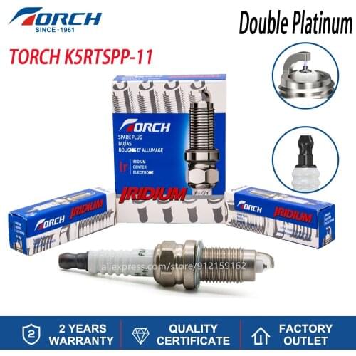 Spark Ignition Candle TORCH K5RTSPP-11 Double PLATINUM for NGK PZFR5D-11 Denso K16TT Bosch +19 Champion OE176 Engines Components