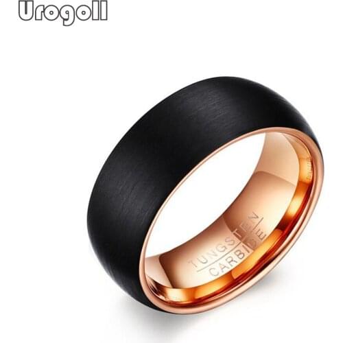 Fashion Men Ring 8MM Black Plating Tungsten Carbide Rings Wedding Bands For Men Party Wedding Matte Finished Ring Jewelry