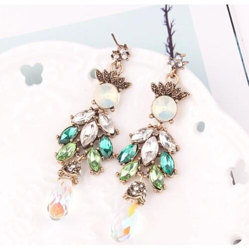 LUBOV Fashion Elegant Multi-color Crystal Drop Earring Gold Color Metal opal Earring For Women Party Jewelry Gift 2020 New