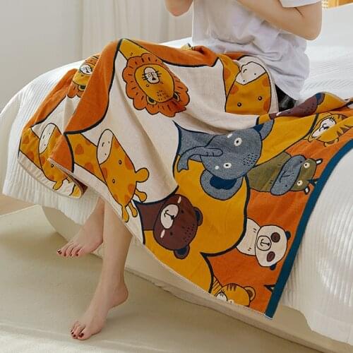 Gauze Cartoon Bath Towel Soft Absorbent Household Cotton Men And Women Couples Beach Towels