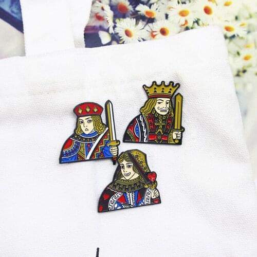 Fashion Creative Poker Flower Card Character Avatar Dripping Brooch Square Piece Of Heart Spade Trend Badge Neutral All-Match