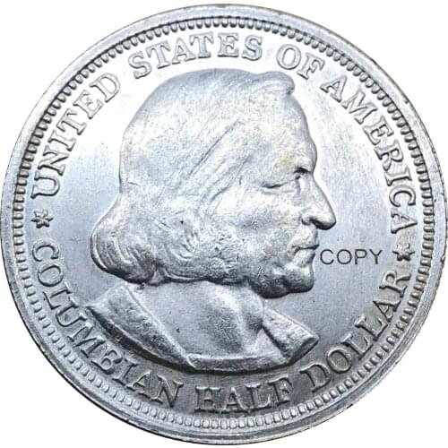 United States 1893 Half Dollar Columbian Exposition Brass Silver Plated Copy Coins