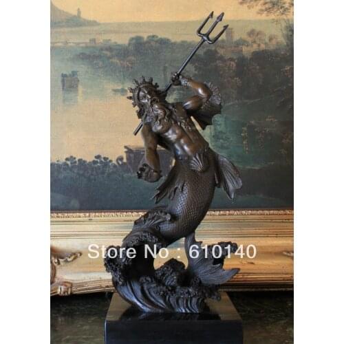Atlantis POSEIDON Neptune Sea Greek God Marine Diver Art Bronze Marble Statue