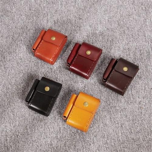 Retro Men Lighter Cigarette Case Cowhide 20 Sticks Wear Belt Waist Bag Hand Stitched Cigarettes Pack Smoking Tool Tobacco Box