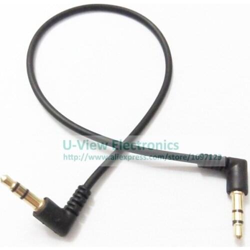 NCHTEK 3 Poles Dual 90 Degree Angled 3.5mm Stereo Male to Male Audio Extension Cable Black Color 28CM/Free DHL Shipping/100PCS