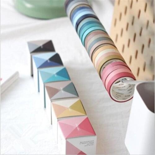 4Pcs/Box Solid Color Washi Tape Simple Sticker DIY Decoration Scrapbooking Masking Adhesive Tape Stationery School Office Supply