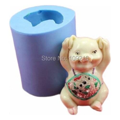 Wholesale!!!1pcs Lovely Happy Pig (R0773) Silicone Handmade Soap Mold Crafts DIY Mold