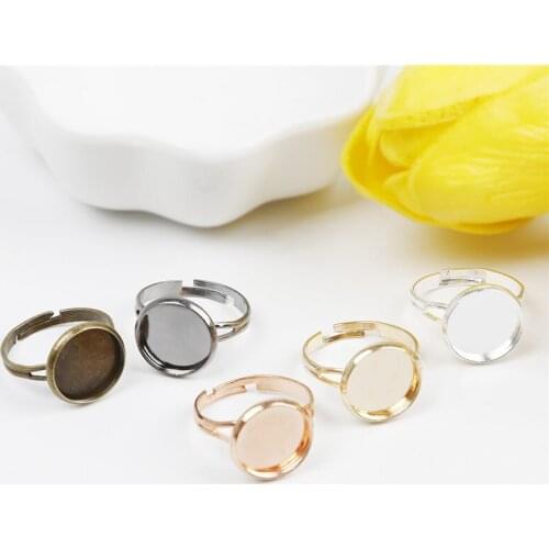 10pcs/lots Iron Ring Base Adjustable Blank Ring Base For Cabochons Cameo DIY Charm Ring Jewelry Making Findings