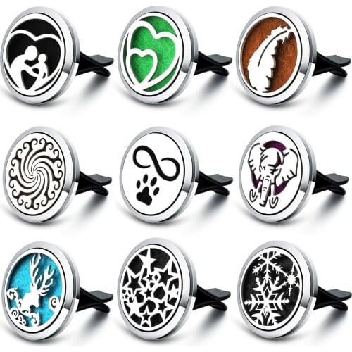 2021 Variety Style Elephant Car Air Freshener Aromatherapy Locket Stainless Steel Essential Oil Diffuser Perfume Pendant Jewelry