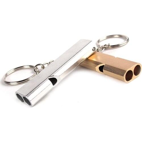 Mini Portable 150db Double Pipe High Decibel Outdoor Camping Hiking Survival Whistle Double-frequency Emergency Whistle Keychain
