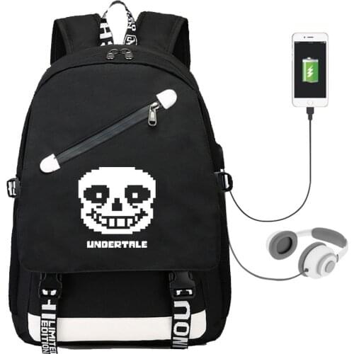 Game Anime Undertale Sans Backpack USB Bag Shoulder travel School Students Bag Fashion teenagers Casual Laptop bag Gift