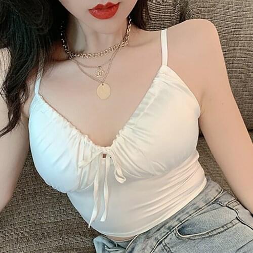 Shintimes Sexy Club Party Short Camis Tops Women Fashion Lace up Bow Tank Tops Camisole Tops Cami Vest Woman Clothes Haut Femme