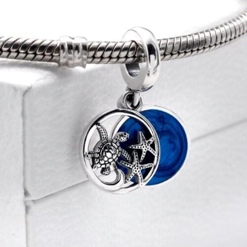 New style 925 sterling silver turtle with zircon charm fits the original pandora bracelet silver 925 charm female accessory jewe