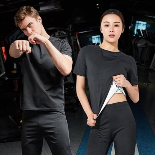 Men Women Sweating Suits for Workouts Sauna Suit 2pcs Sport Tops+Pants Set Sweat Quick Lose Weight Fitness Jogging Running