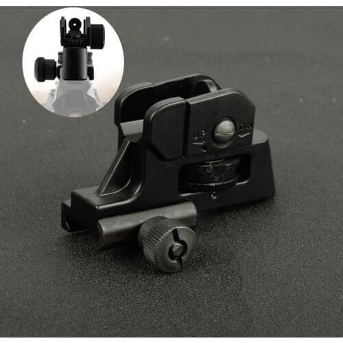 Tactical Detachable Compact Backup Iron Rear Sight with Full Windage/Elevation Adjustment for Hunting Airsoft Rifle Accessory