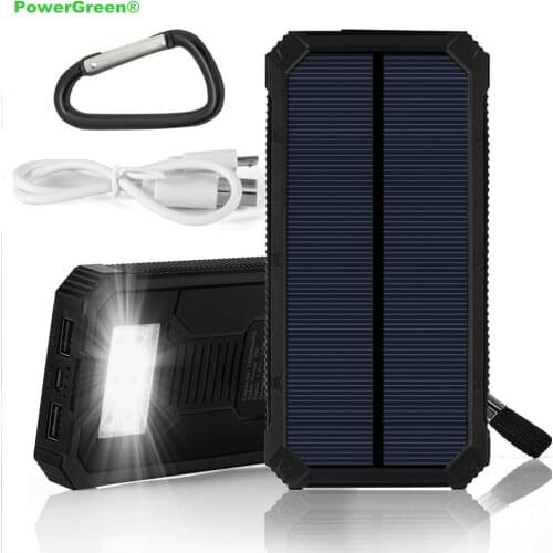 PowerGreen Solar Power Charger 15000mAh Solar Power Bank Mini Solar Panel Battery Backup for Emergency Outdoor Using