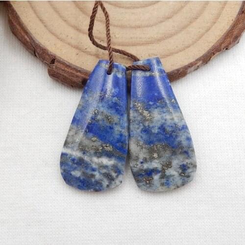 Jewelry Gift Customized,Wholesale gemstone Lapis lazuli fashion nugget earring pair,Semiprecious jewelry Earrings,34x19x4mm,9.8g