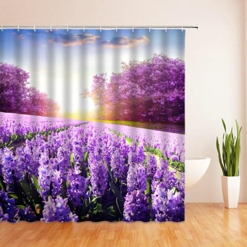 3D Flower Print Shower Curtain Shower Curtain Bathroom Waterproof Polyester Bathtub Screen with 12 Hooks