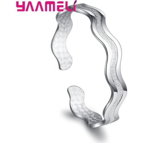 Women New Wide Wave Cuff Bracelets Bangles For Sale Cheap 925 Sterling Silver Open Bangle For Anniversary Party Jewelry