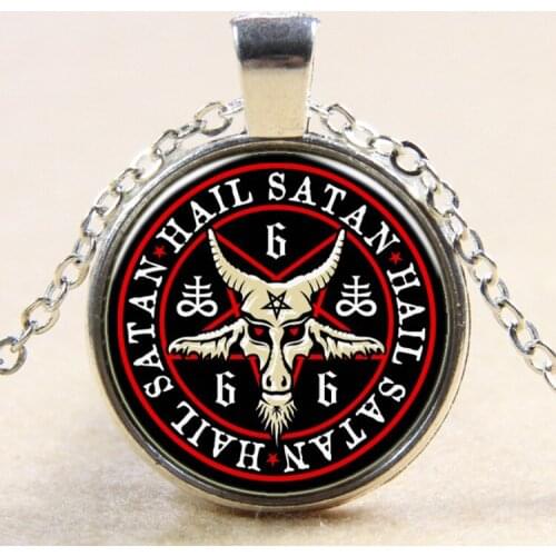 Fashion Satanic Gothic Jewelry Goat Head Pendant Vintage silver color Pentagram Baphomet Necklace For Women
