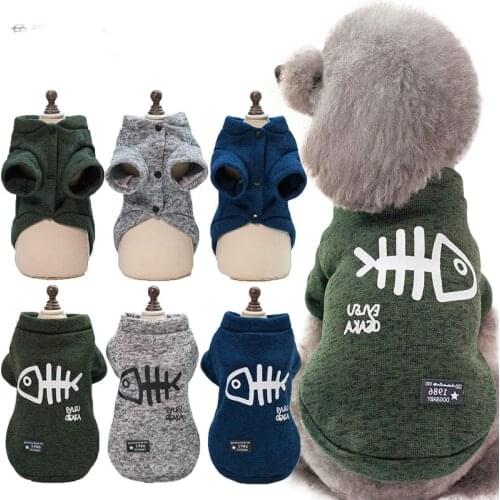 Fishbone Printed Winter Warm Pet Dogs Sweater New Dog Clothes for Small Dogs Soft Clothing for Dogs Chihuahua Cat Pet Supplies