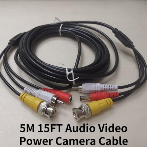 4-Pin Aviation CCTV Cable Power Extension Cable Cord 5 Meter 5M 15M Audio Video Power Camera Cable BNC RCA 1pcs free shipping