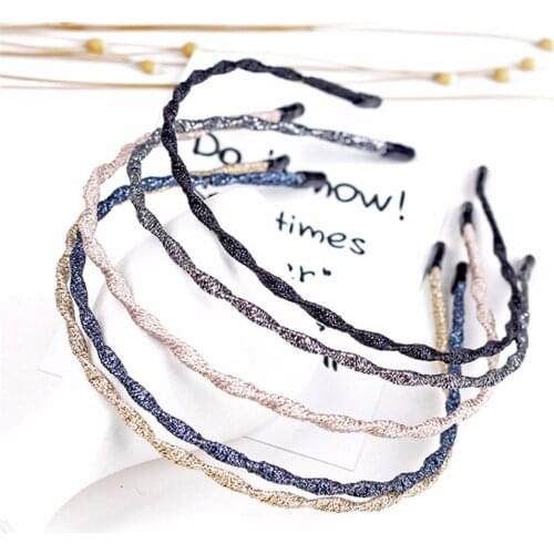 1PC Fashion Women Super Thin Wave Glitter Hairbands Personality Handmade Shiny Metal Colors Headbands Chic Hair Holder Headwear