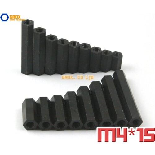 100 Pieces Black Nylon M4 x 15mm Female PCB Motherboard Standoff Spacer