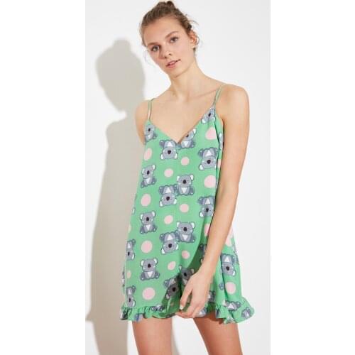 100% Viscose Koala Patterned Woven Jumpsuit New Season 2021 Comfortable Dressing Gown Pajamas for Home