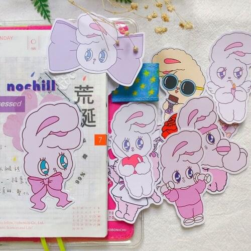 11PCS Pink Bunny Stickers Crafts And Scrapbooking stickers kids toys book Decorative sticker DIY Stationery