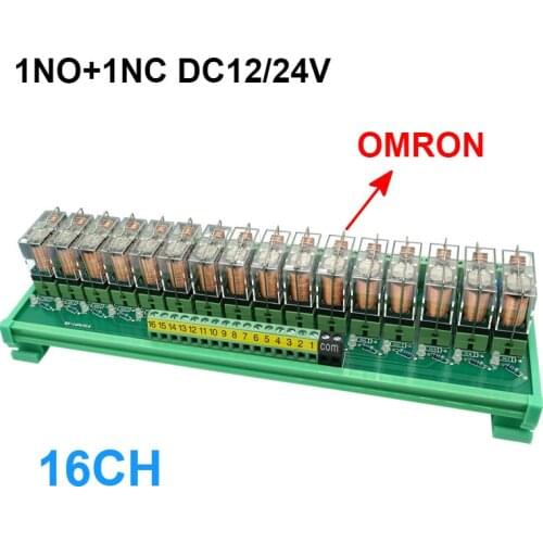 16 Channels DIN Rail Mount Interface Relay Module OMRON G2R-1-E 16A INPUT DC 12V 24V