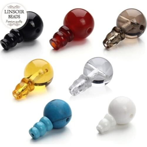 2set/lot 12mm Natural Gem Stone 3Hole Guru Beads Buddha Head Spacer End Beads For Natural Semi Precious Stone Bracelet DIY