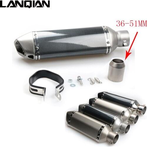 38- 51MM Carbon fiber Motorcycle Escape Modified Muffle Exhaust Pipe for GSXR 750 600 CBR1000 Z1000 Z800 BN600 TNT600 TNT300