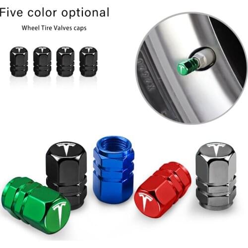4Pcs Metal Wheel Tire Valve Caps Car Emblem Tyre Air Stems Covers Accessories For Tesla Model 3 Roadster Model X Model Y Model S