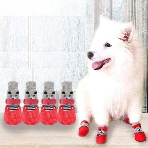Pet Dog Cat Puppy Rain Shoes 4pcs Soft-soled Dog Shoes Boots Waterproof Soft Pet Paw Care Pet Anti Slip Socks Footwear Booties