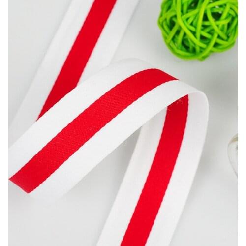 40mm Quality White and red polyester striped Grosgrain Ribbon DIY Belt Clothing accessories handmade sewing accessoriesdiy belt