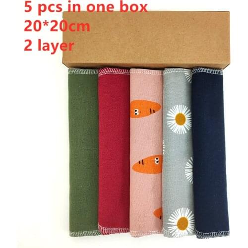5 pcs 2 layer Paperless Towels 7.8x7.8 Inch Cotton Cloth Wipes Reusable Cleaning Paper Towel Replacemet Kitchen Unpaper Towel